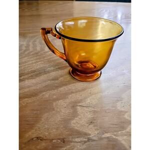 Vintage Cambridge Decagon Amber Glass Tea Cup Depression Glass 4 oz